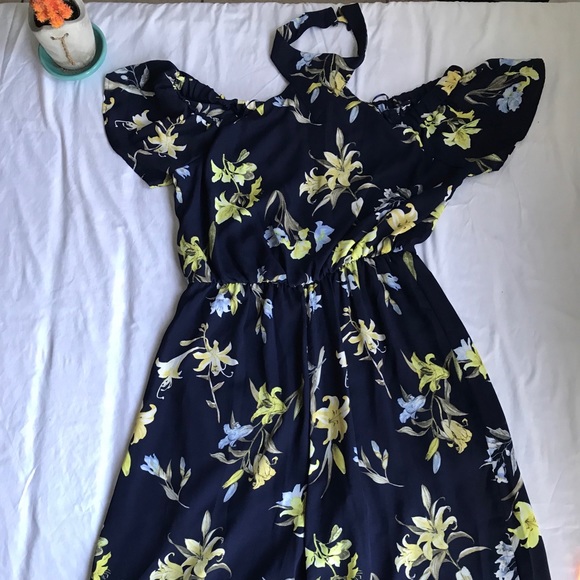 Dresses & Skirts - FLORAL PRINT ANKLE LENGTH JUMPSUIT NAVY BLUE
